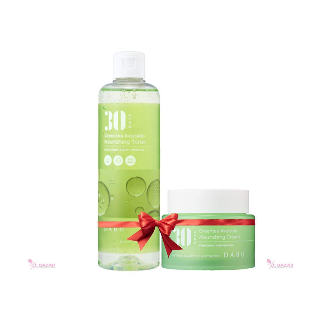 Dabo 30 Days Greentea Avocado Nourishing Toner 300ml & Cream β Combo