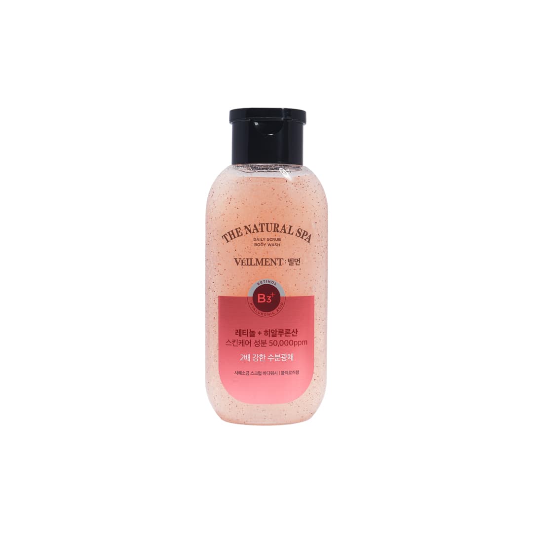 on the body Veilment Natural Spa Dead Sea Salt Scrub Body Wash Black Rose Scent 200 ml
