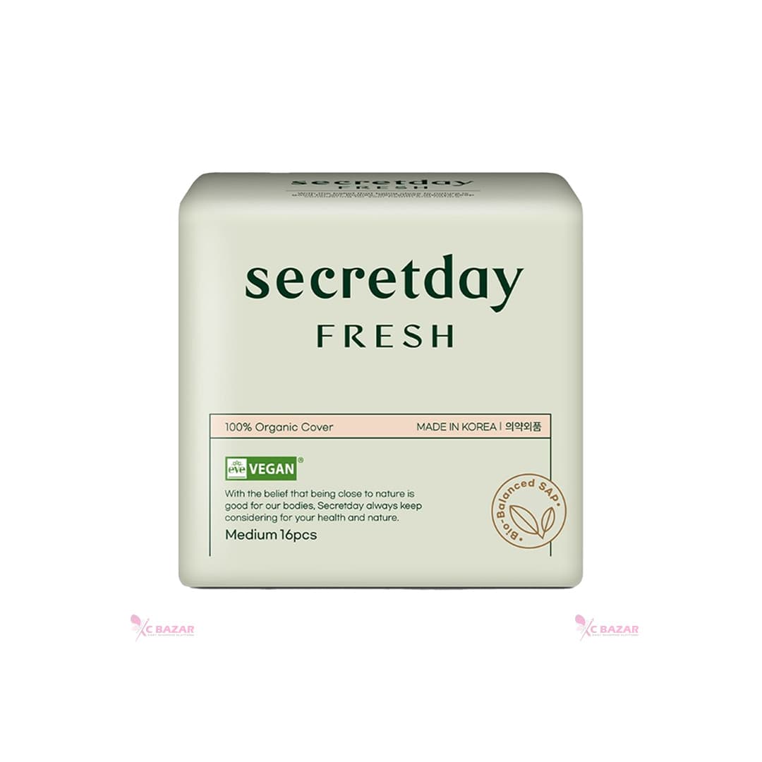 Secretday Vegan Certified Organic Fresh Sanitary Pads Medium 16P